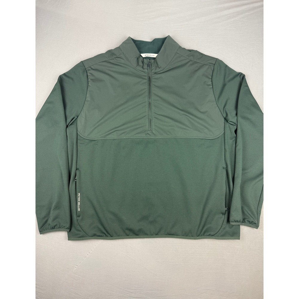 Peter Millar Pullover Jacket XL Green Crown Sport Quarter Zip Fleece Lined